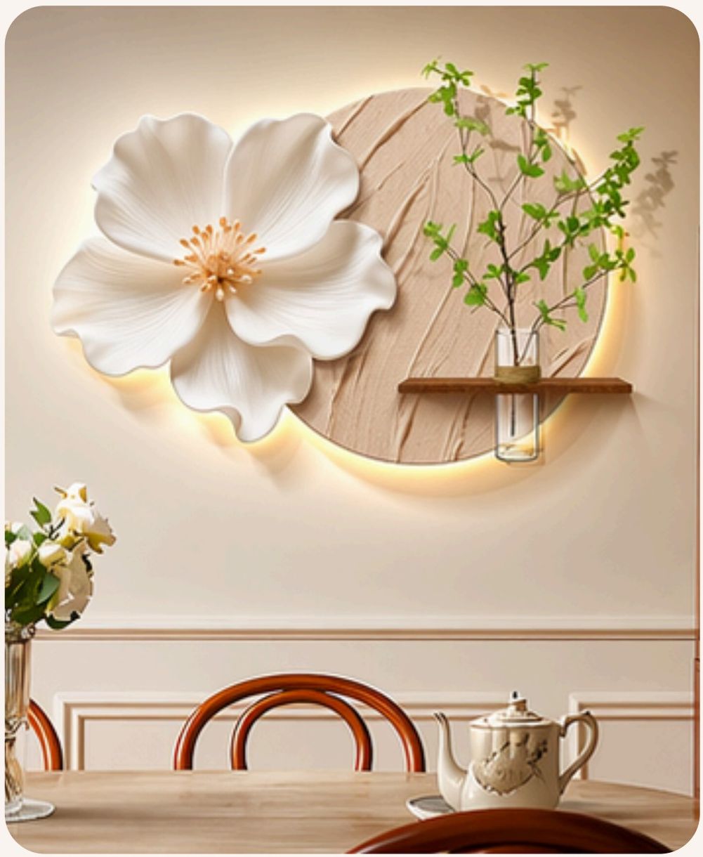 The Bloom of Stillness, LED curated 3D wall art, 75 x 50 x 7 cm