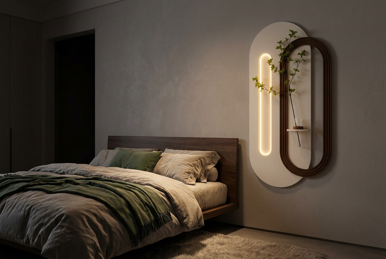 The Ember Arch LED wall art glowing in an interior setting 3