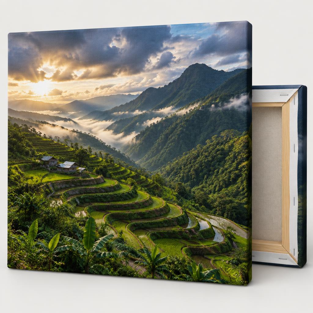 Landscape printed on polyester canvas with wooden stretcher frame
