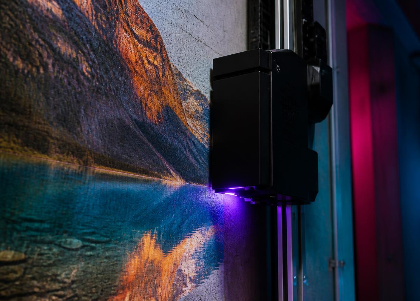 UV wall printer laying ink directly onto a concrete wall